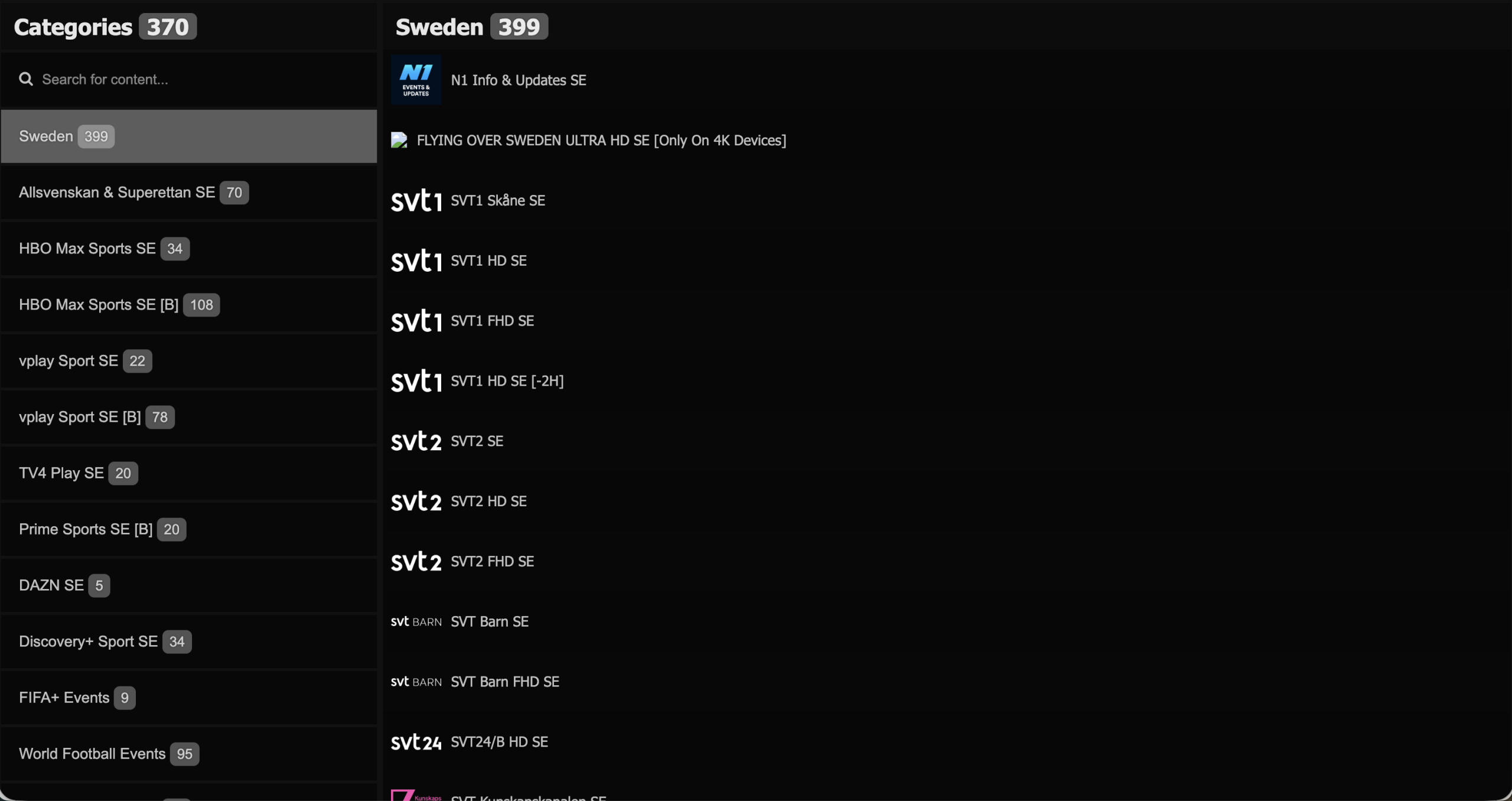 IPTV Channel List Interface